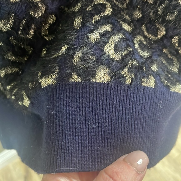 Zara knit animal print navy & gold sweater size Medium - Picture 7 of 8